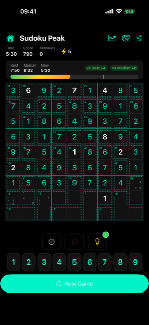 Killer Sudoku in the Dark theme